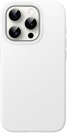 JETech Silikon Hülle für iPhone 15 Pro Max, Weiß | Seidig Weiches Gefühl, Stoßschutz, Kratzfest, Mikrofaser-Innenfutter