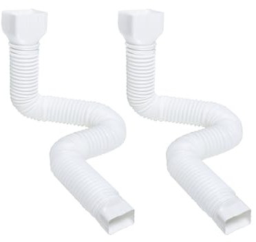 Tubo di scarico flessibile per grondaia, prolunga per grondaie, set di connettori per grondaie, scarico dell'acqua piovana, raccordo per tubi per acqua piovana (bianco, 2 pezzi)