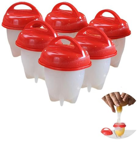 Egg Poacher, 6Pcs Non Stick Silicone Egg Boilers without Shell Silicone Egg Cup Set Egg Cups for Cooking Eggs for Making Soft or Hard Eggs Steamed Eggs Soft-Boiled Eggs