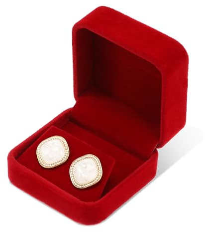 Xthrotsenk Samt Ohrringe Geschenkboxen Schmuckverpackungen Rote Schmuckschatulle Halskette Anhänger Armband Display Box Schmuckschachtel Kleine Ohrringe Aufbewahrungsbox für Heiratsantrag Hochzeit