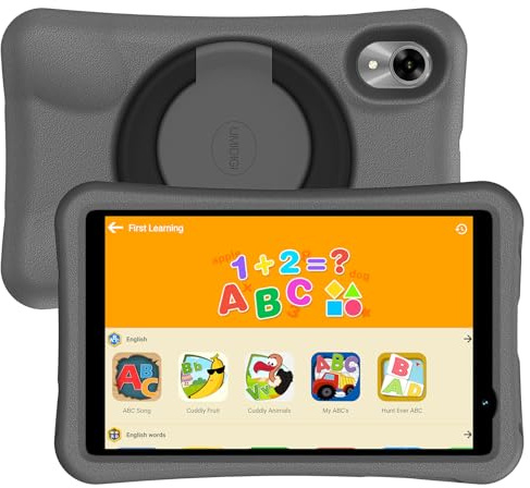 UMIDIGI G1 Tab Mini Kids Tablette pour Enfants 8 Pouces, Tablet avec Coque de Protection EVA, 7 Go (3+4) + 32 Go (Extensible à 1 to), Double Caméra 5 MP, Contrôle Parental, 5000 mAh, WiFi 6 (Gris)