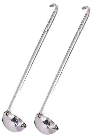 HOLIDYOYO 2 Pezzi Mestoli in Acciaio Resistente Per Cucina Manico Lungo Mestolo Da Portata Per Zuppa e Pentole Calde Mestolo Multiuso Per Uso Casalingo