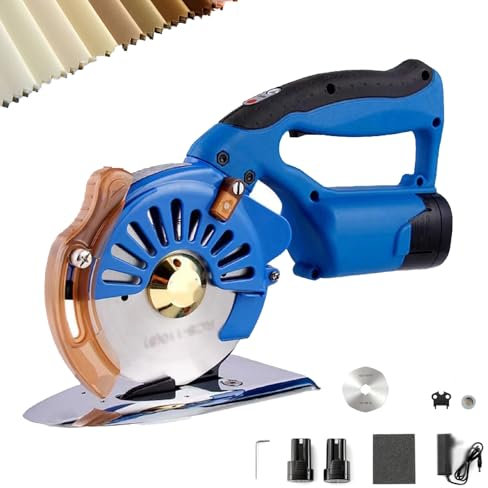 Taglierina elettrica rotativa per tessuti, 100 mm 110 mm 125 mm Macchina per taglierina per tessuti senza fili, batteria da 2500 mAh, taglierina elettrica rotativa ricaricabile a spinta manuale(125mm)