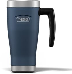 Thermos Icon Solent Navy Travel Coffee Mug (470ml) 7h Hot | 22h Cold | Adults stainless steel metal insulated leakproof reusable thermal cup with handle & lid for drinks, water, tea, gym, camping