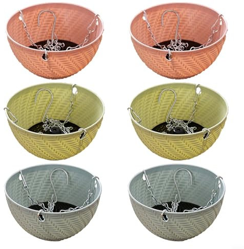 ZYNCUE 6 macetas colgantes de plástico decorativas para plantas suculentas, Clivia, plantas arañas