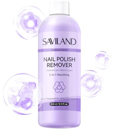 SAVILAND 5-in-1 Solvente per Smalto: Remover Semipermanente Unghie Ad Alta Efficacia Specifico per Smalti UV Rapido e Nutriente Rimuove Smalti Gel, Unghie Acrilico e Colla per Unghie