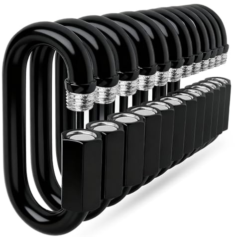 Quick Link - Ekunbuy Heavy Duty Black Chain Link Connector,Screw Lock Oval Clips Electrophoresis Anti-Rust Coating for Secure Outdoor & Indoor Use in Camping, Hammocks,Gym (M8(3.15in), Piece, 12)