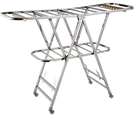 EHVYBDX Clothes Airer, with Wheels and 2 Tier Wing Folding Dryer Indoor Airer Load Weight 180Kg Clothes Drying Racks