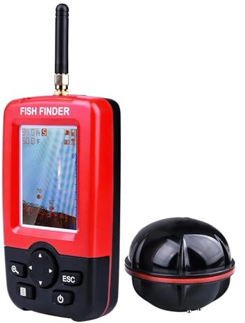 100M Bärbar ekolod Fishfinders Fiskedrag Ekolod Fishing Finder Larmgivare Sjö Havsfiske(Red)