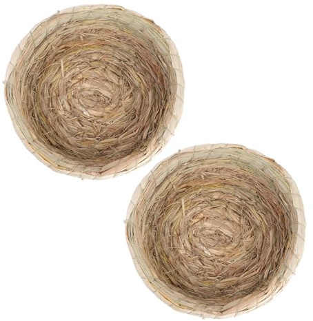Generico 2 Pezzi Nido per Piccioni in Paglia e Foglie di Mais, Nido per Allevamento Uccelli Domestici, Spazio Caldo e Traspirante, Stile Rustico Elegante, Accessori per Allevamento