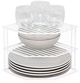 simplywire – 3-stufiges Tellerregal – Küchenschrank-Organizer – Weiß