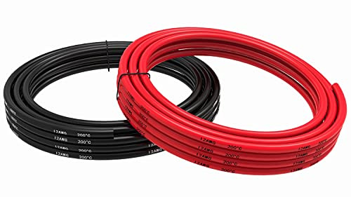 Fil de silicone de calibre 12 TUOFENG 10 mètres [5 m en noir et 5 m en rouge] Un câble électrique de calibre 12 AWG raccordé par câble