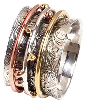 Spinner Band Anneaux, Bague Anxiété pour Meditaion, Anneaux Spinner Band en Argent Sterling 925 pour Femmes, Bague Cadeau pour Noël