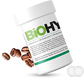 BiOHY Pastillas de limpieza para cafeteras automáticas (30 Tabs) | Todas las marcas | Mejor aroma y larga vida de los aparatos (Reinigungstabletten)