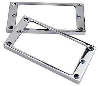 Guyker Flat Metal Humbucker Pickup Mounting Ring Set - Bridge Neck Pickups Cover Frame Replacement Part for Electric Guitar or Precision Bass(2PCS, Chrome)