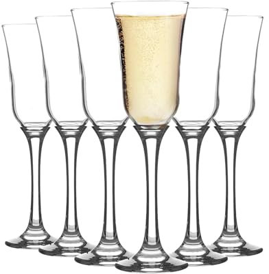 Argon Tableware 24x 190ml Champagne Flutes Set - Vintage Stemware Drinking Glass Goblets - Party and Wedding Gifts - Tromba Range