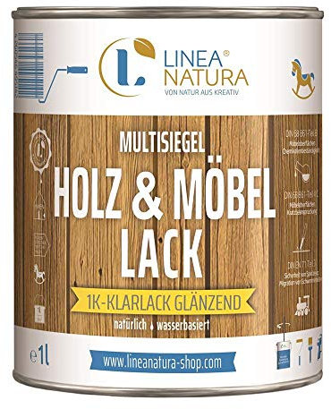 LINEA NATURA® - Holz und Möbellack | Multisiegel Holzschutz Lack | natürlich | wasserbasiert | Klarlack (glänzend, 1L)