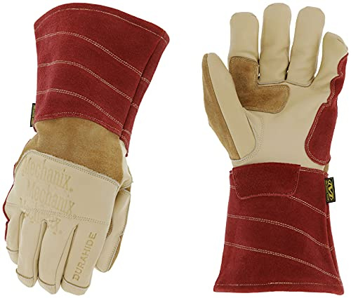 Mechanix Wear: Flux Stick + MIG Welding Gloves, Durahide Cow Leather, Heat Resistance, DuPont Kevlar Stitched for Added Durability, Safety Gloves, Designed for High Heat Welding (Brown, Small)
