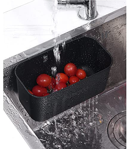 Multifunktionales Spülbeckensieb, Küche, Lebensmittelfänger, Spüle, Siebkorb zum Filtern von Küchenabfällen und zum Waschen von Gemüse, Obst usw. (schwarz)