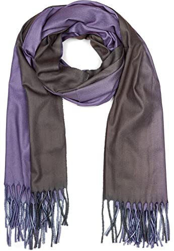 styleBREAKER Damen Schal Ombré Farbverlauf 2-Tone | 192x69 cm Maß, 9 cm lange Fransen an den Enden, weiches Winter-Tuch, vielseitig als warme Schulter-Stola nutzbar.