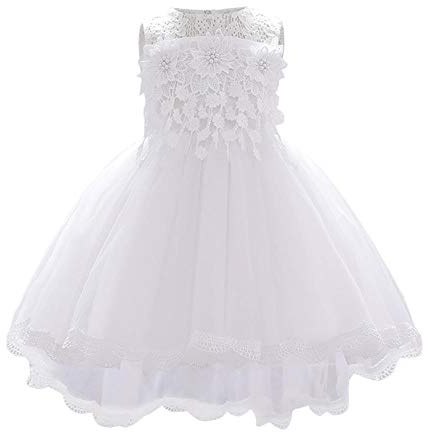 Odizli Vestido de niña sin mangas para bebé o niña, sin mangas, con bordado de encaje, tul, tutú, princesa, boda, dama de honor, vestido de bautizo festivo, cumpleaños, fiesta, vestido de noche,