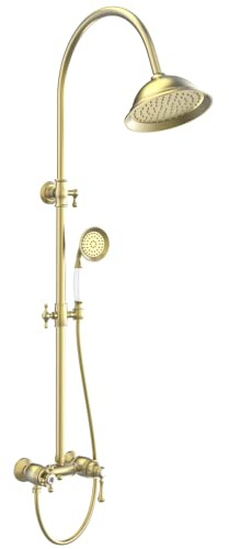 Essebagno Leeds Retro-Duschsäule gebürstetes Gold mit mechanischer Armatur