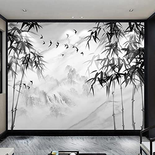 YABAOST Fotomurales Xxl 240X150Cm Fotomural Tv Foto Mural Pared 3D Negro Plantas Bambú Fotomurales Decorativos Papel Tapiz Estéreo 3D Fotomurales 3D Fotomural Vinilo Papel Pintado