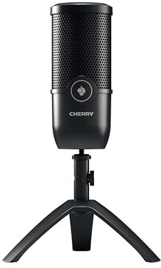 CHERRY UM 3.0, USB-Mikrofon für Podcast, Streaming, Home-Office, Nierencharakteristik (Cardioid), Kopfhöreranschluss, Kompatibel mit PC/Mac/PS4/PS5, Schwarz