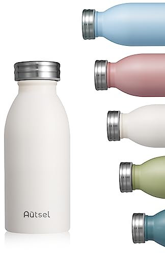 Autsel Stainless Steel Water Bottle 350ml Double Walled Vacuum Insulated Metal Water Bottle Leakproof Sports Flask Bottle BPA Free
