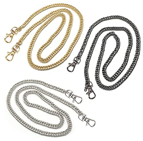 Taschenkette 3 Stücke Schultergurt Kette für Tasche 120cm Metall Ersatz Handtasche Riemen für Taschen Umhängetasche Crossbody Tasche
