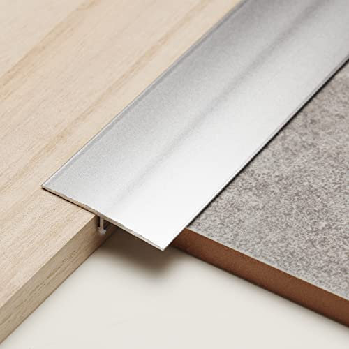 Trimold 3Pcs Profilo T in Alluminio, Striscia di Transizione per Pavimento, Soglia Porta e Riempimento Fessure Parquet e Piastrelle (0,9 m x 4 cm, Argento)