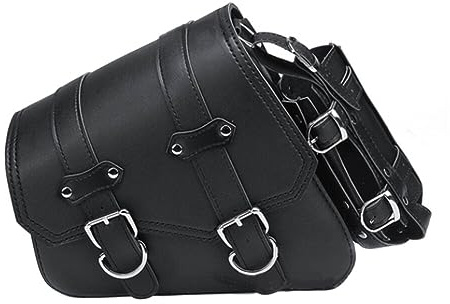 iSpchen PU Leder Motorrad-Satteltasche,Schwingentasche Seitentaschen wasserdichte Satteltaschen Aufbewahrungs-Organizer,Handtasche,Fahrradzubehör(Links, Schwarz)