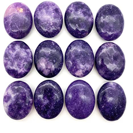 JALYKA Cristal Natural en Bruto, 1 Pieza, Piedra de Palma de lepidolita púrpura Natural, Piedra de Mano for Jugar, Piedra Pulida, colección Decorativa, Piedras y Cristales, decoración del hogar
