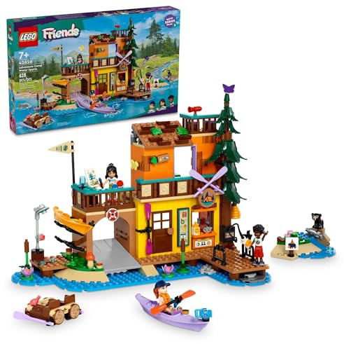 LEGO Friends Adventure Camp Wassersport Outdoor Spielzeug Bauset, Pretend Play Geschenkidee für Mädchen und Jungen ab 7 Jahren, Camping Spielzeug mit 3 Mini Puppenfiguren und einer Bärenfigur, 42626