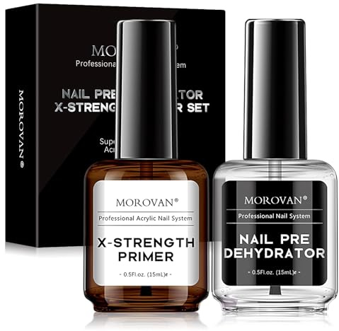 Morovan Primer Ongle and Nail Prep: No Burn Quick Air Dry Desydratateur Ongle Et X - Strength Primer Ongle Premium Natural Acrylic Powder Application