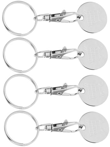 SEWACC 4pcs Shopping Cart Trolley Token Keyring Pendant for Supermarket Use Trolley Remover Key Chain Rings Token Pendant