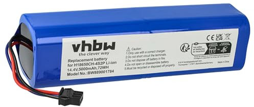 vhbw 1x Akku kompatibel mit Xiaomi VIOMI S9, VIOMI D800, VIOMI Alpha UV, ROIDMI EVE Plus, Viomi A1 Saugroboter (5000 mAh, 14,4 V, Li-Ion)