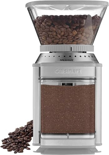 CUISINART Molinillo de café, eléctrico con un solo toque con selector de 18 posiciones, acero inoxidable, DBM-8WP1, blanco