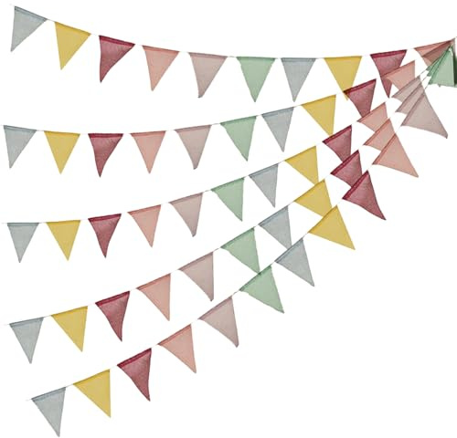 5 Stück Mit 12 Bunten Wimpelflaggen, Wimpelkette Aus Leinenimitat, Festivalflaggen, Wimpelkette Für Kinderzimmer, Wimpelkette Für Partydekoration Im Freien, Gartenflagge (4 M)