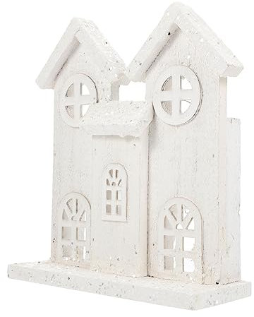 KOMBIUDA Weihnachtshaus-Ornament Leuchtendes Holzhausmodell Schneeszene-Dekoration Kreatives Weihnachtshandwerk