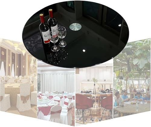 KGAILL Lazy Susan Drehteller für Küche Esstisch, Gehärtetem Glas Drehplatte Schwarz Drehbare Servierplatte Große Tischplatte Servierbrett mit Silent Base(60cm(24inch))