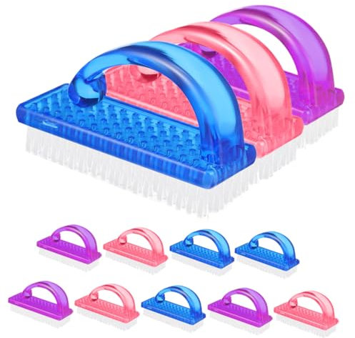 OKUMEYR 12pcs Plastic Dust Brush for Nail Art Fingernail Brush Handle Grip Nail Cleaner Scrubber for Manicure Tools