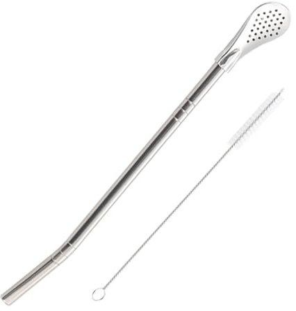 Pajita Nevalerra Maté - Pajita Yerba Maté, Con Su Diseño Desmontable | Cuchara De Paja Con Filtro Con Cepillo De Limpieza, Cuchara Agitadora Multifuncional Para Cóctel, Sopa