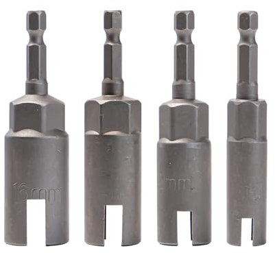 Pilikoll 4 Pcs Power Wing Nut Driver Set Slot Wing Nuts Drill Bit with 1/4 Hex Shank Socket Wrenches Tools Set Nut Driver Wing NutS Socket for Panel Nuts, Screws Eye, C Hook Bolt(10mm,12mm,14mm,16mm)