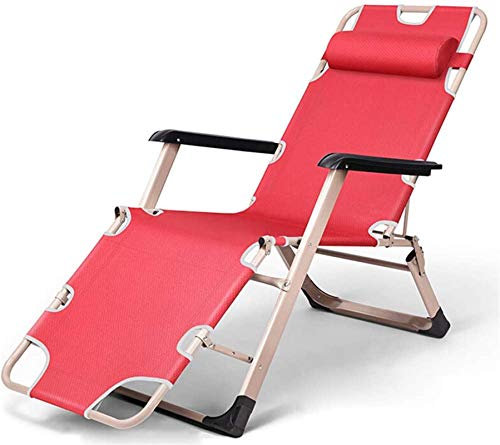 SJHDHDA Liegegarten-Liegestuhl, Metallfaltigkeit Single Lunch Break Office Dual Purpose Sun Lounger, geeignet für Außenpatio Camping Beachhigh Sun Loung-2 (Farbe: 2) (4) Learned extensively