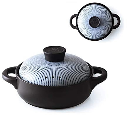 CWCQGH Cacerola de cerámica para cocinar Cacerolas con Tapas Cacerola de Barro pequeña Cacerola binaural con Tapa Utensilios de Cocina de cerámica Cacerola de Barro Redonda Cace