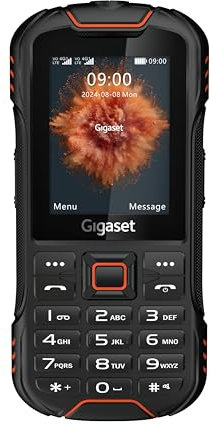 Gigaset GLX8 - Robustes 4G-Outdoor-Tastenhandy – Staub- & wasserdicht IP68 Schutzklasse - Dual SIM - ohne Vertrag - Bluetooth 5.0-2,4 Zoll LCD-Display, Schwarz/Orange