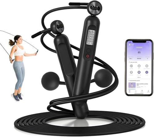Smart Skipping Rope with Counter for Adult - Adjustable Wireless Rope for indoor and outdoor workout with APP Data Analysis - Digital Fitness Rope for Burn Calories, Gym, Boxing, Home Exercise