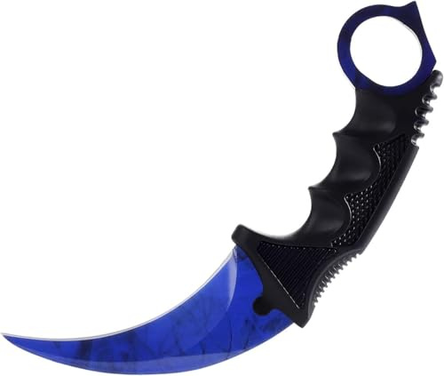 Generisch Hochwertiges CSGO Jagdmesser CSGO Karambit Legal Messer Skin Übungsmesser Trainingsmesser Real-Life-Sammlung Scharf Jagd Survival Outdoor Counter-Strike Knife (Blue [Scharf!])