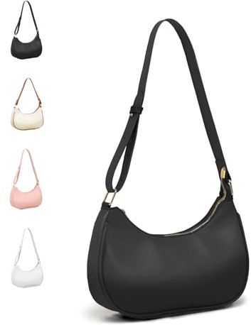 ModaZeal Piccole borse da donna in pelle PU a mezzaluna borsa a tracolla casual con tasca con cerniera